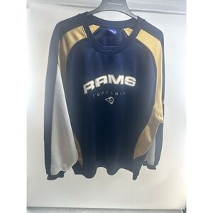 Y2K Rams Shirt Men Blue Long Sleeve Crew Neck NFL Football